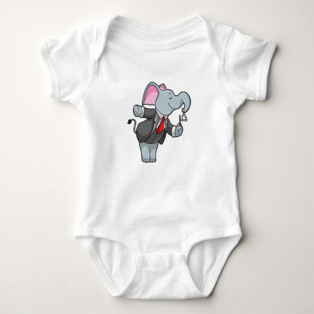 Elephant at Music with Triangle Baby Bodysuit (Front)