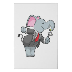 Elephant at Music with Triangle Faux Canvas Print