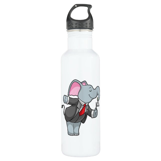 Elephant at Music with Triangle Stainless Steel Water Bottle (Front)