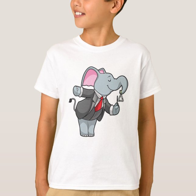 Elephant at Music with Triangle T-Shirt (Front)