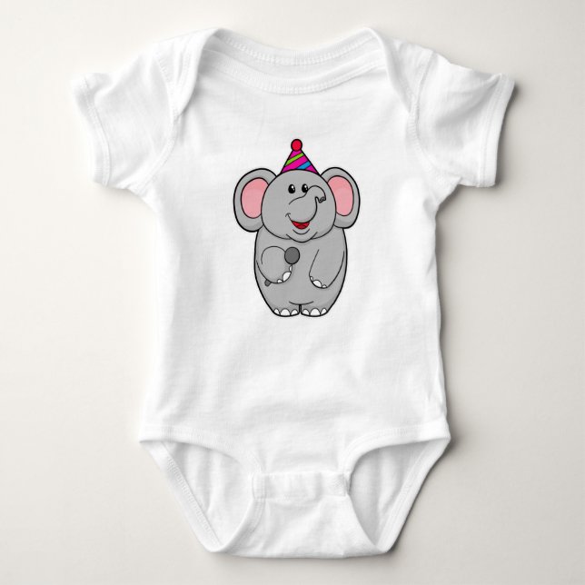 Elephant at Party with Microphone Baby Bodysuit (Front)