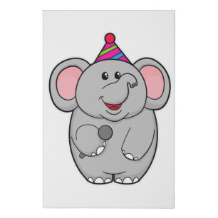 Elephant at Party with Microphone Faux Canvas Print