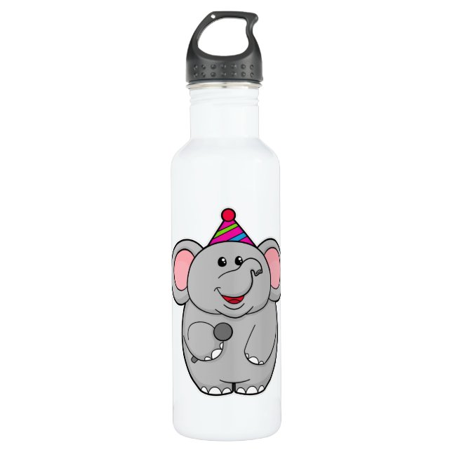 Elephant at Party with Microphone Stainless Steel Water Bottle (Front)