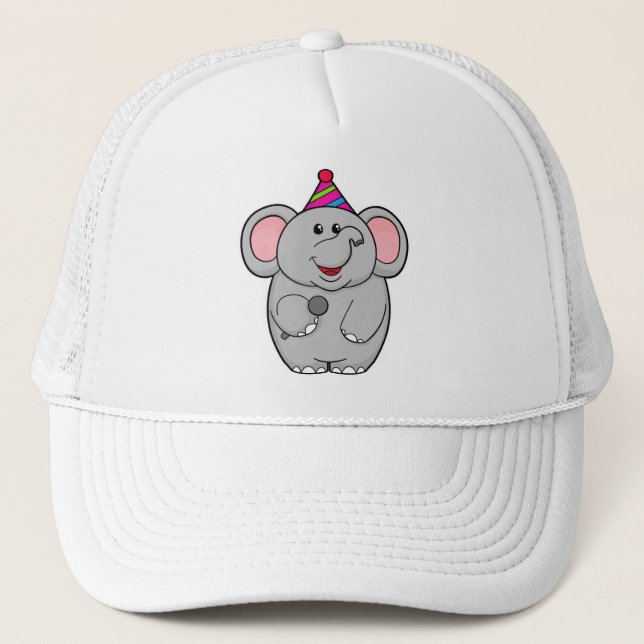 Elephant at Party with Microphone Trucker Hat (Front)