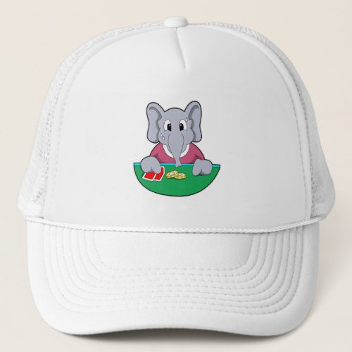 Elephant at Poker with Cards Trucker Hat
