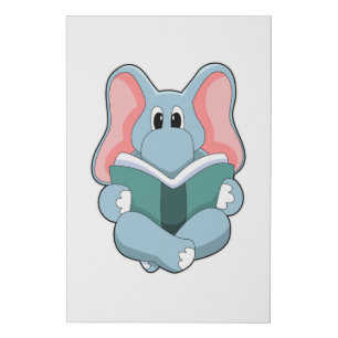 Elephant at Reading with Book Faux Canvas Print
