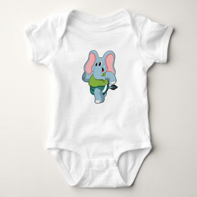 Elephant at Running Baby Bodysuit (Front)