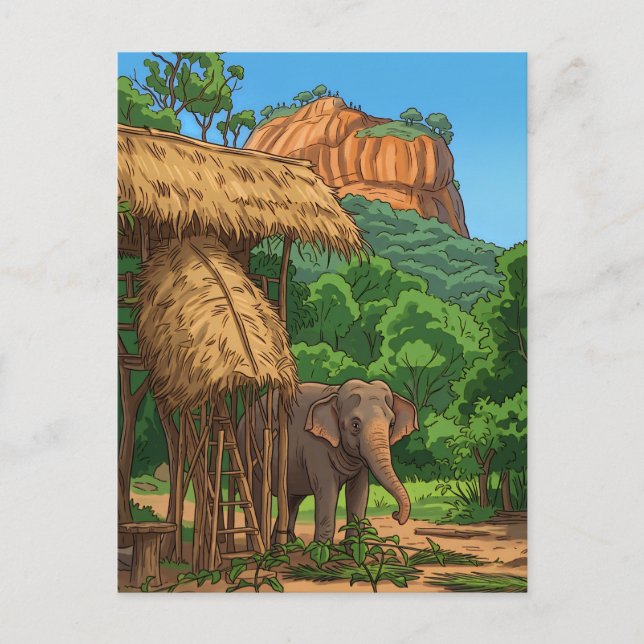 Elephant at Sigiriya postcard (Front)