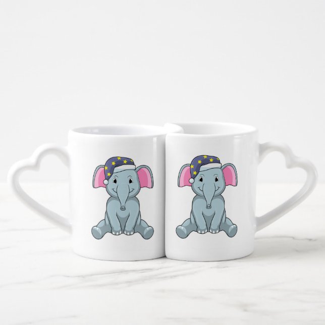 Elephant at Sleeping with Night cap Coffee Mug Set (Front Nesting)
