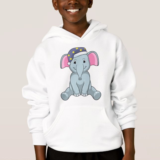 Elephant at Sleeping with Night cap Hoodie (Front)