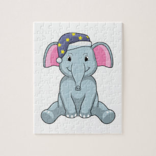 Elephant at Sleeping with Night cap Jigsaw Puzzle