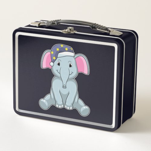 Elephant at Sleeping with Night cap Metal Lunch Box