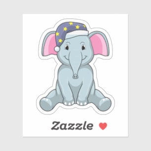 Elephant at Sleeping with Night cap Sticker