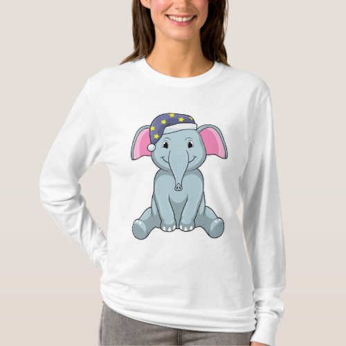 Elephant at Sleeping with Night cap T_Shirt