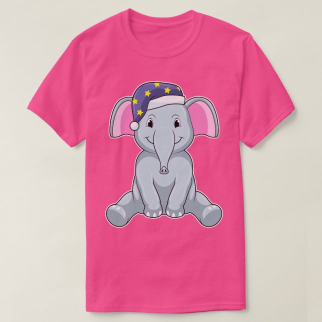 Elephant at Sleeping with Night cap T-Shirt (Design Front)