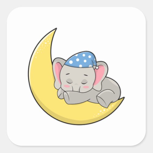 Elephant at Sleeping with Sleeping mask Square Sticker