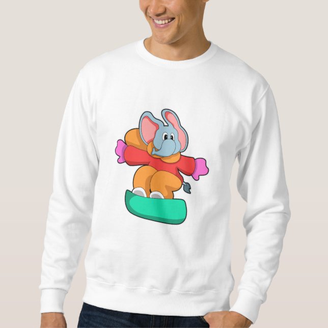 Elephant at Snowboarding with Snowboard Sweatshirt (Front)
