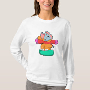 Elephant at Snowboarding with Snowboard T-Shirt