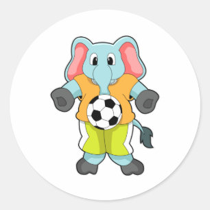 Elephant at Soccer Sports Classic Round Sticker