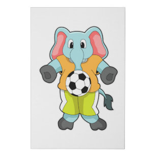 Elephant at Soccer Sports Faux Canvas Print