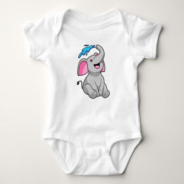 Elephant at Splash with Water Baby Bodysuit (Front)