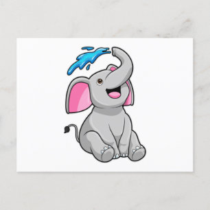 Elephant at Splash with Water Postcard