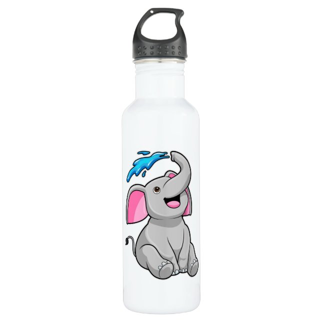 Elephant at Splash with Water Stainless Steel Water Bottle (Front)
