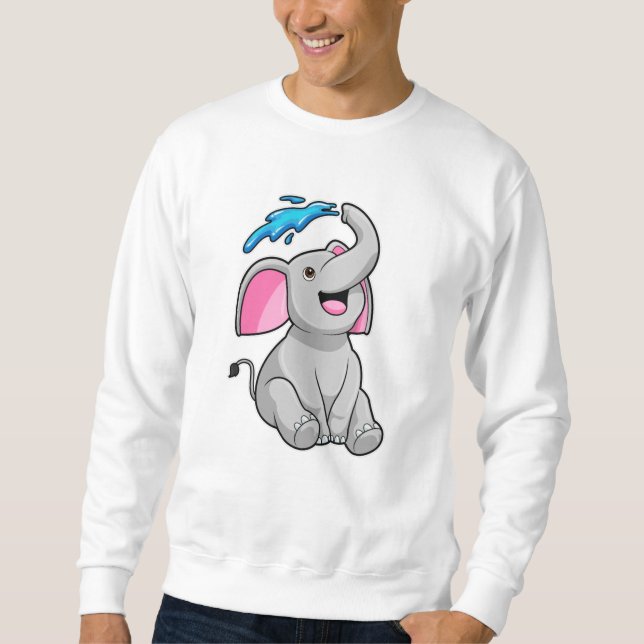 Elephant at Splash with Water Sweatshirt (Front)