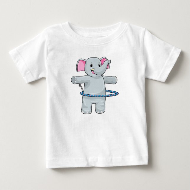 Elephant at Sports with Fitness tires Baby T-Shirt (Front)