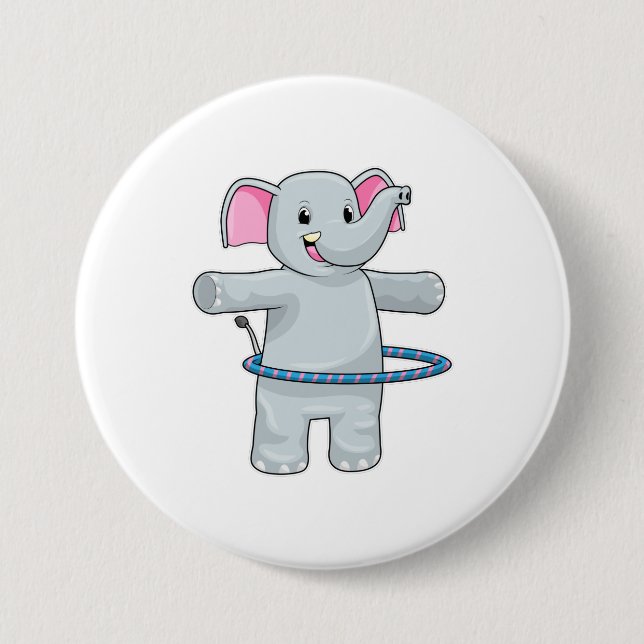 Elephant at Sports with Fitness tires Button (Front)