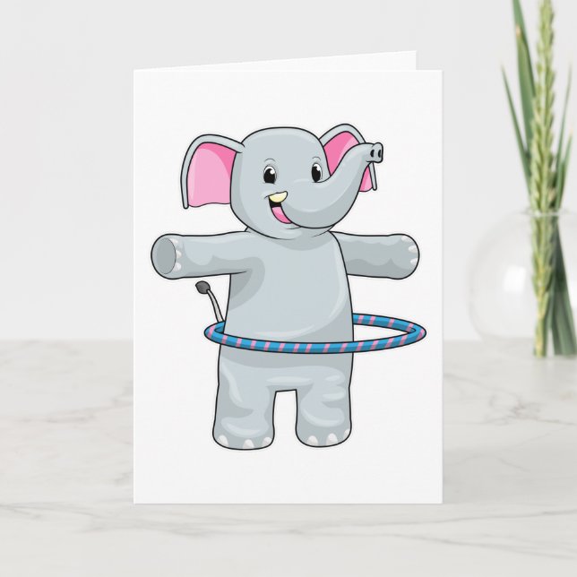 Elephant at Sports with Fitness tires Card (Front)