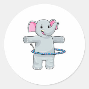 Elephant at Sports with Fitness tires Classic Round Sticker
