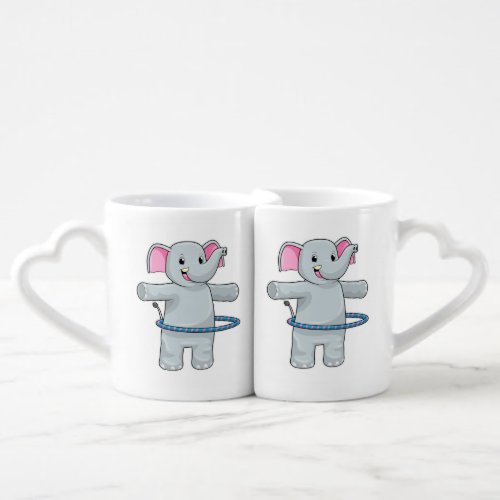 Elephant at Sports with Fitness tires Coffee Mug Set