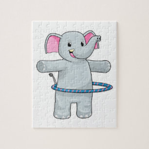 Elephant at Sports with Fitness tires Jigsaw Puzzle