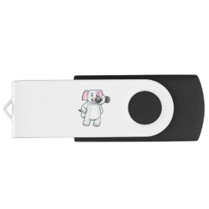 Elephant at Strenght training with Dumbbell Flash Drive