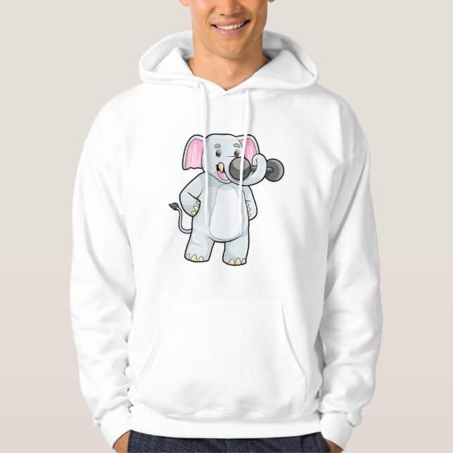 Elephant at Strenght training with Dumbbell Hoodie (Front)