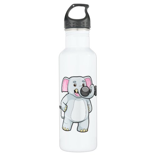 Elephant at Strenght training with Dumbbell Stainless Steel Water Bottle
