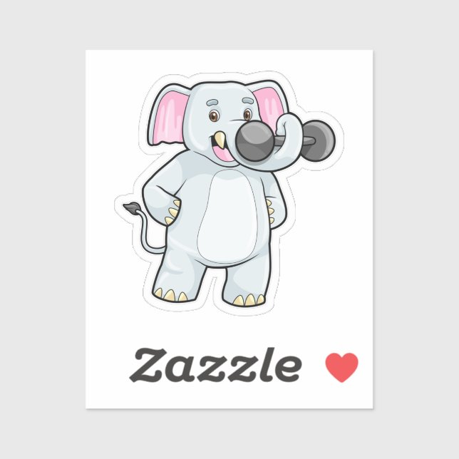 Elephant at Strenght training with Dumbbell Sticker (Sheet)