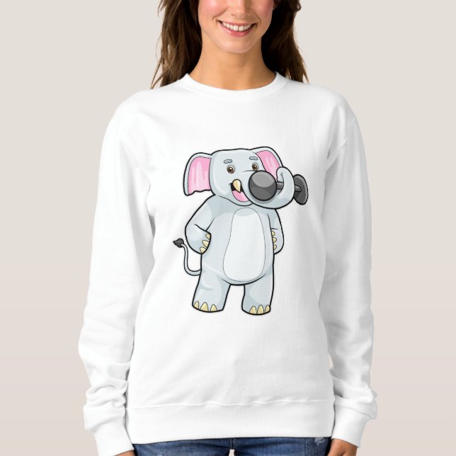 Elephant at Strenght training with Dumbbell Sweatshirt (Front)