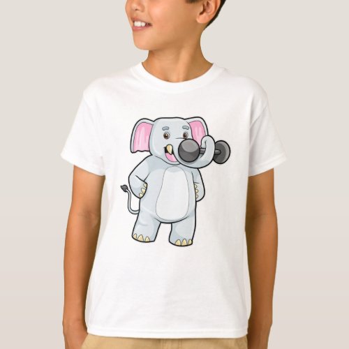 Elephant at Strenght training with Dumbbell T_Shirt
