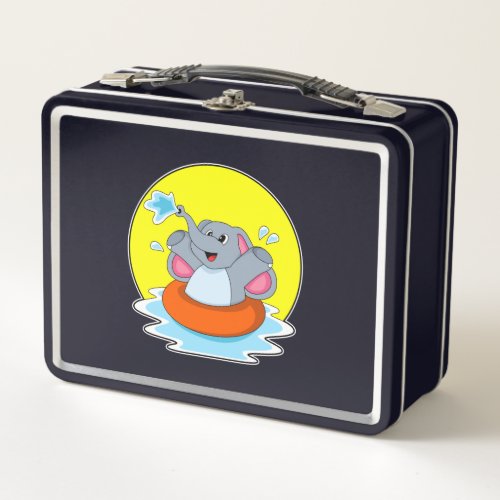 Elephant at Swimming with Lifebuoy Metal Lunch Box