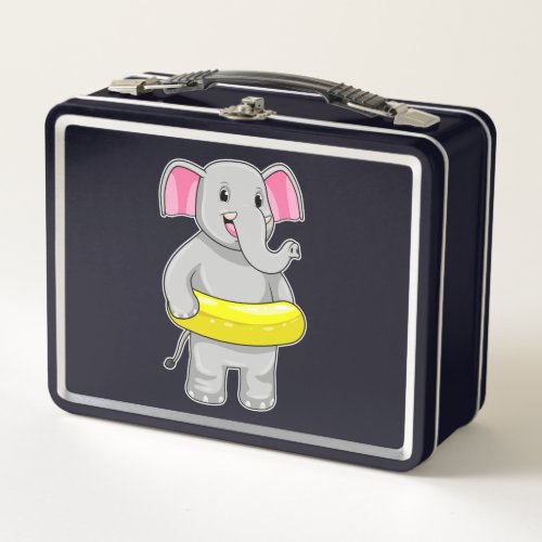 Elephant at Swimming with Lifebuoy Metal Lunch Box
