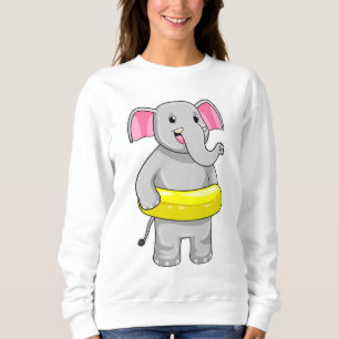Elephant at Swimming with Lifebuoy Sweatshirt