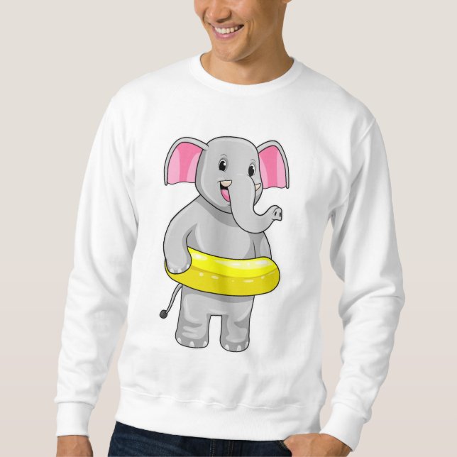 Elephant at Swimming with Lifebuoy Sweatshirt (Front)