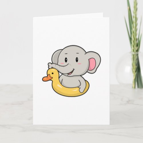 Elephant at Swimming with Swim ring Card