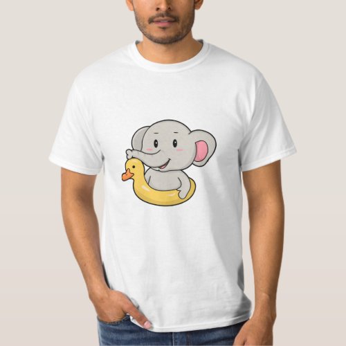 Elephant at Swimming with Swim ring T_Shirt