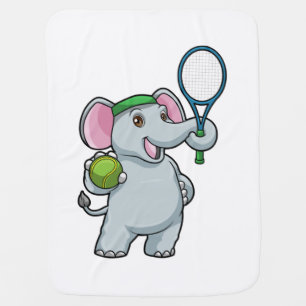 Elephant at Tennis with Tennis racket Baby Blanket