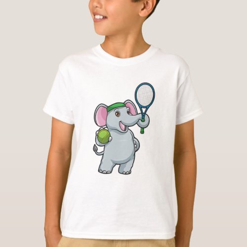 Elephant at Tennis with Tennis racket  Ball T_Shirt