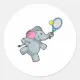 Elephant at Tennis with Tennis racket Classic Round Sticker | Zazzle