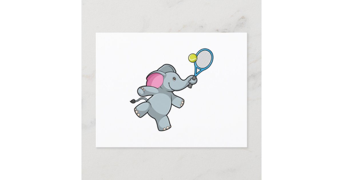 Elephant at Tennis with Tennis racket Postcard | Zazzle